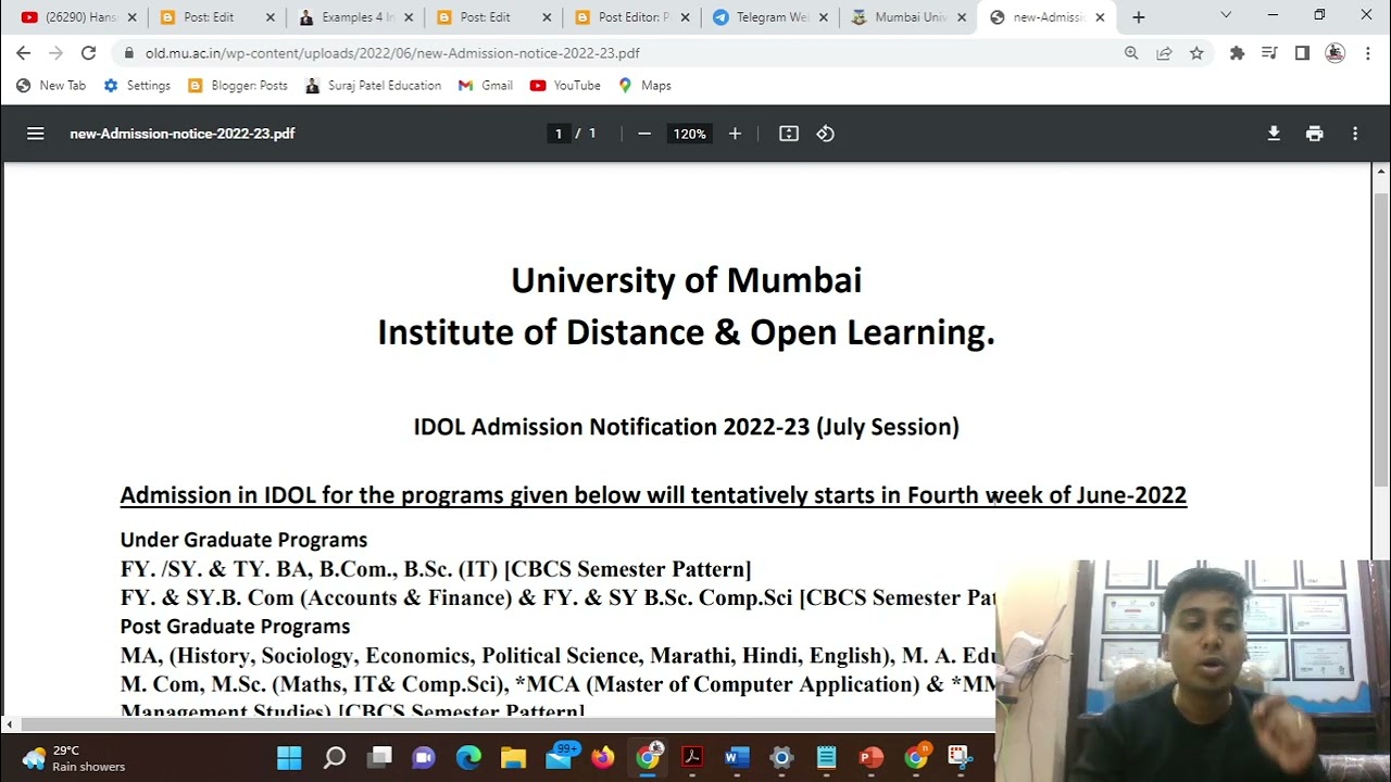 IDOL Admission Notification 2022-23 (July Session) | Suraj Patel Education