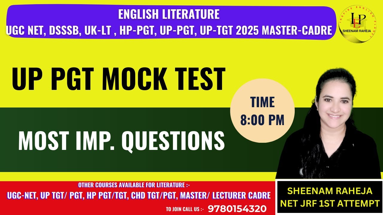 SHAKESPEARE -UP PGT MOCK TEST #uppgt #sscenglish  #mastercadre #ugcnetenglish #upscpreparation