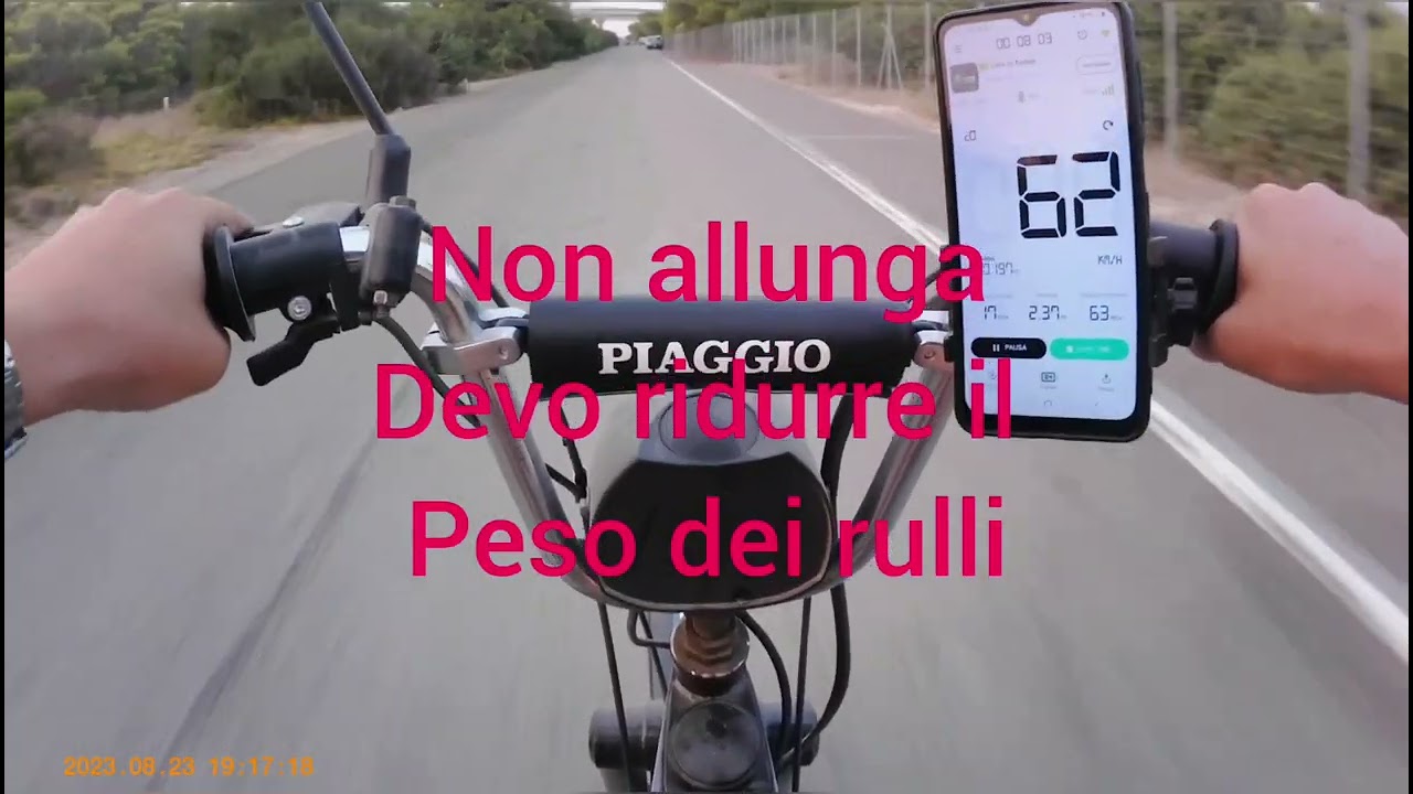 Prova Piaggio si repsol con rulli da 5,6. Va malissimo. ciao, Bravo e gilera cba.