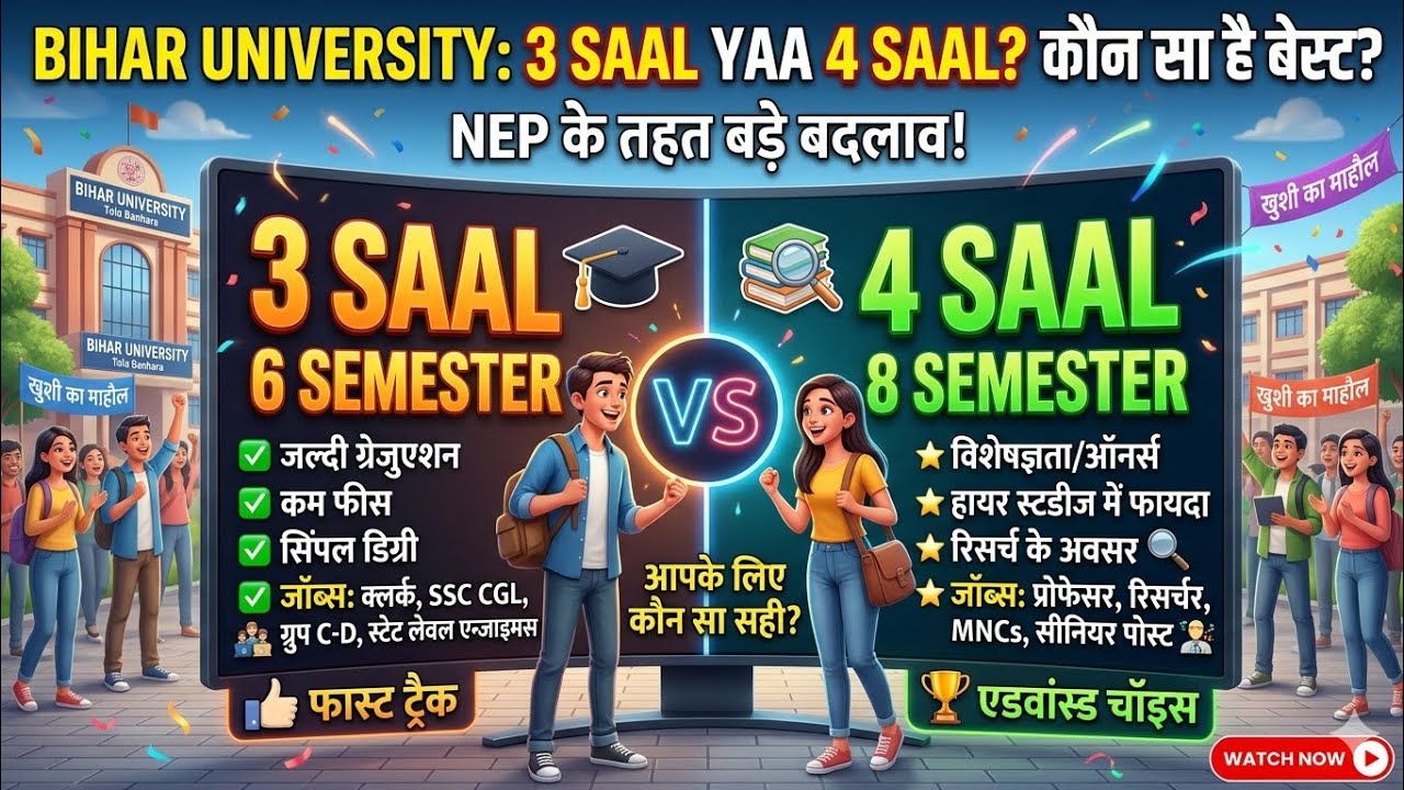 &ldquo;Bihar University  3 Saal Ya 4 Saal Graduation Degree Kab Milega + 3 Saal Wale Ki Pehchan Update PPU