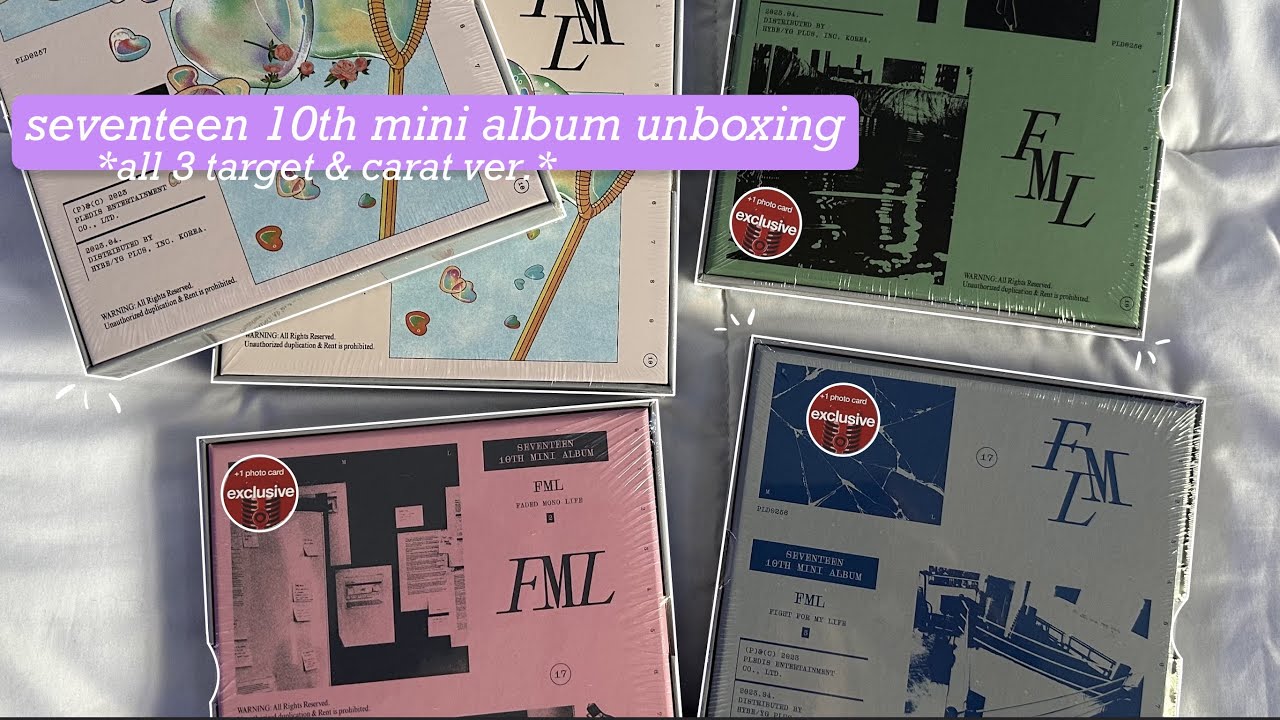 unboxing seventeen 'fml' albums! ♡ (target ver + mini vlog and demon slayer mystery figure unboxing)