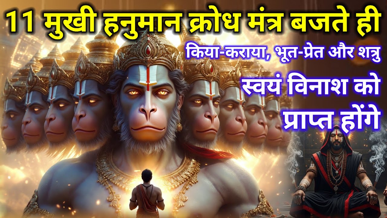 शत्रु संहार, किया-कराया नाश, भूत-प्रेत मुक्ति | 11 मुखी हनुमान महाक्रोध मंत्र #hanumanmantra 