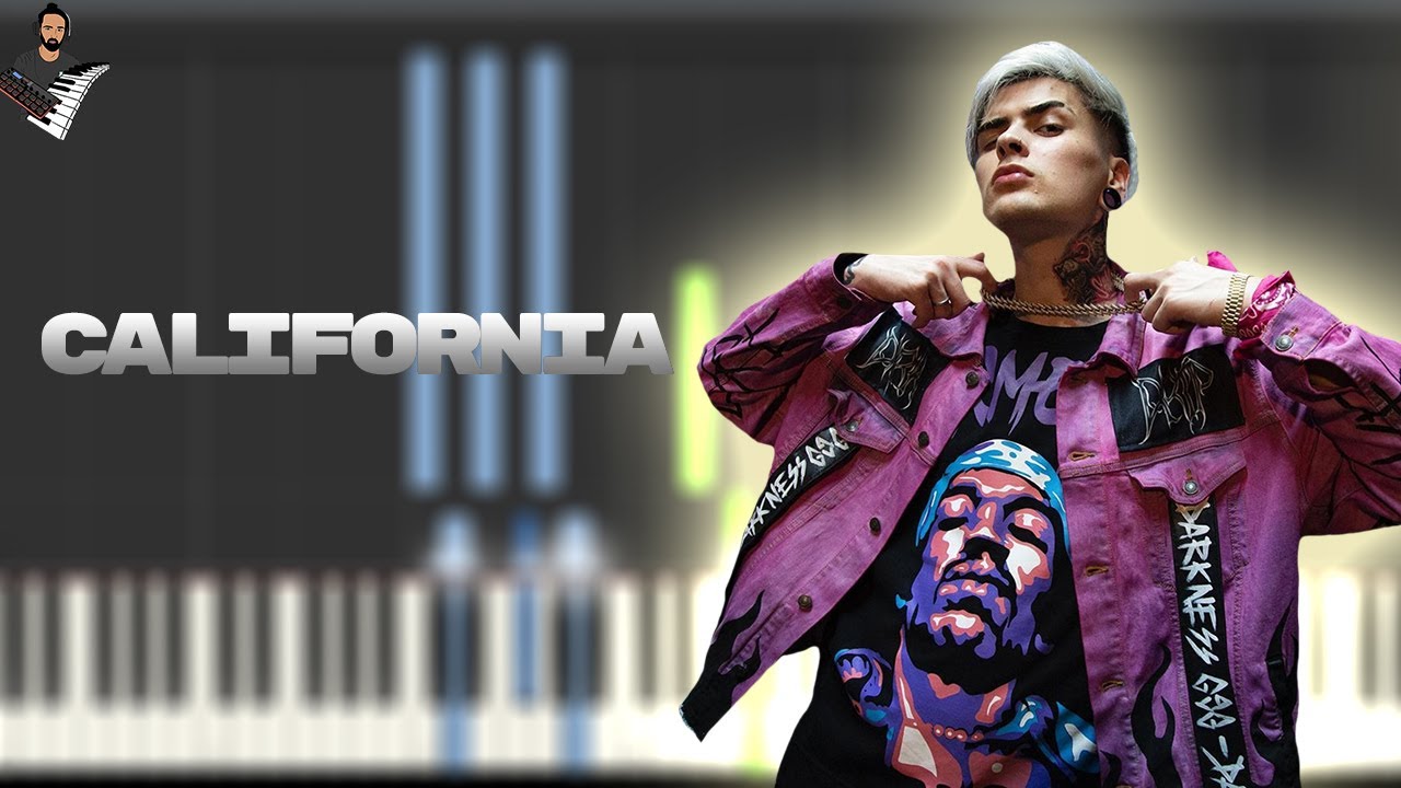 LIT killah - CALIFORNIA | Instrumental Piano Tutorial / Partitura / Karaoke / MIDI