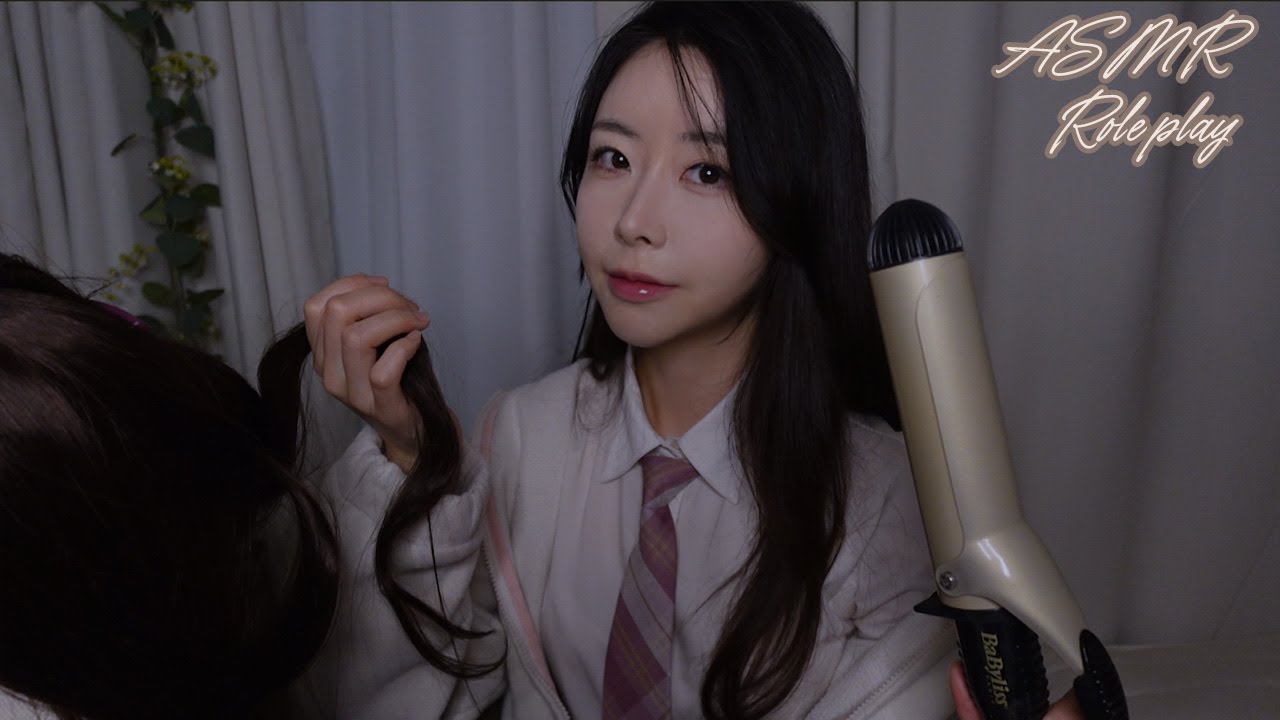 ASMR | The Mean Girl Plays with Your Hair roleplay | 뒷자리 친구가 머리 만져주는 롤플레이 | 브러쉬, 후시녹음, 비주얼팅글