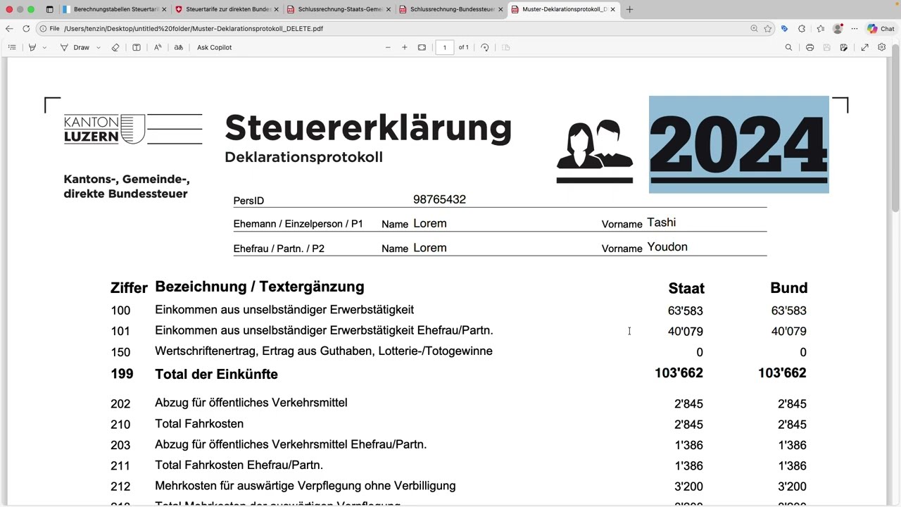 How to read Swiss Tax Bill - 2024