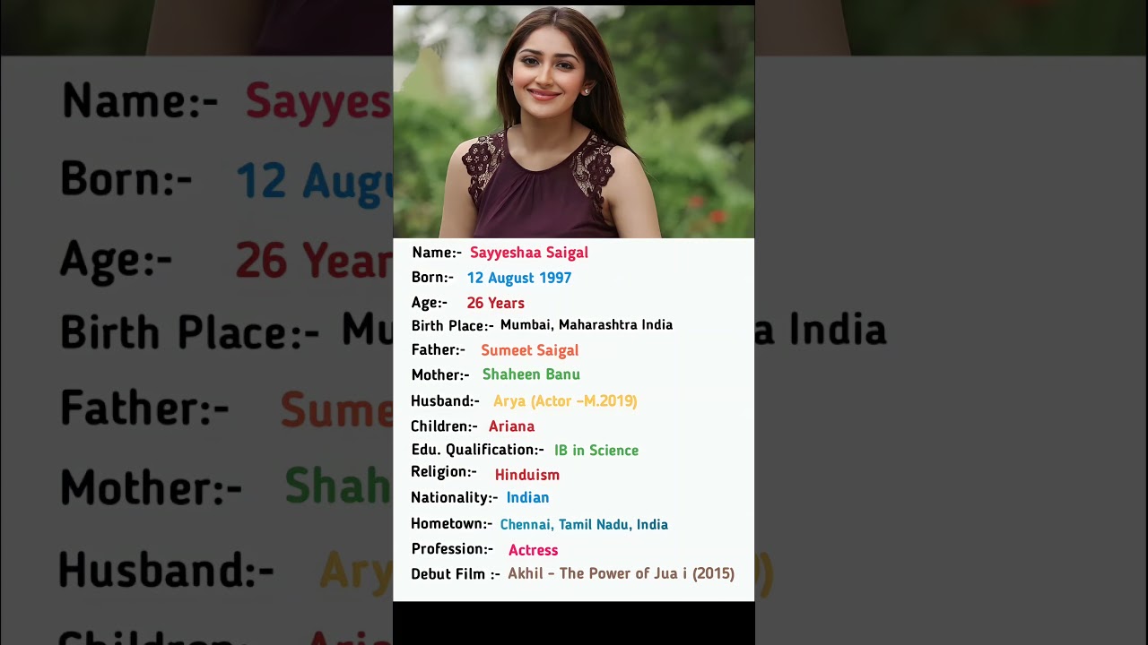 Beautiful Actress Sayyeshaa Saigal Biography #sayeshasaigal
