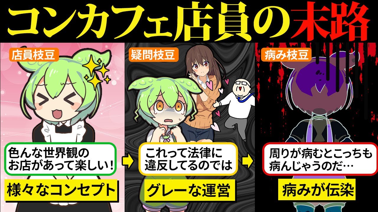 コンカフェ店員になったらヤバいことだらけで病みそう…【ずんだもん＆ゆっくり解説】