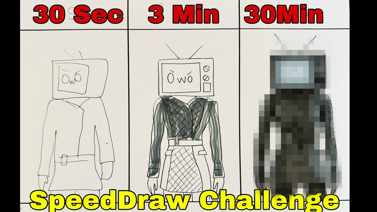 Drawing Tv Woman in 30 sec, 3 min, and 30 min | Skibidi Toilet | CunsArt - Dibujo