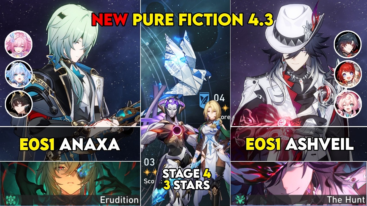 E0S1 Anaxa & E0S1 Ashveil | Honkai Star Rail NEW Pure Fiction 4.3 Stage 4 3 Stars