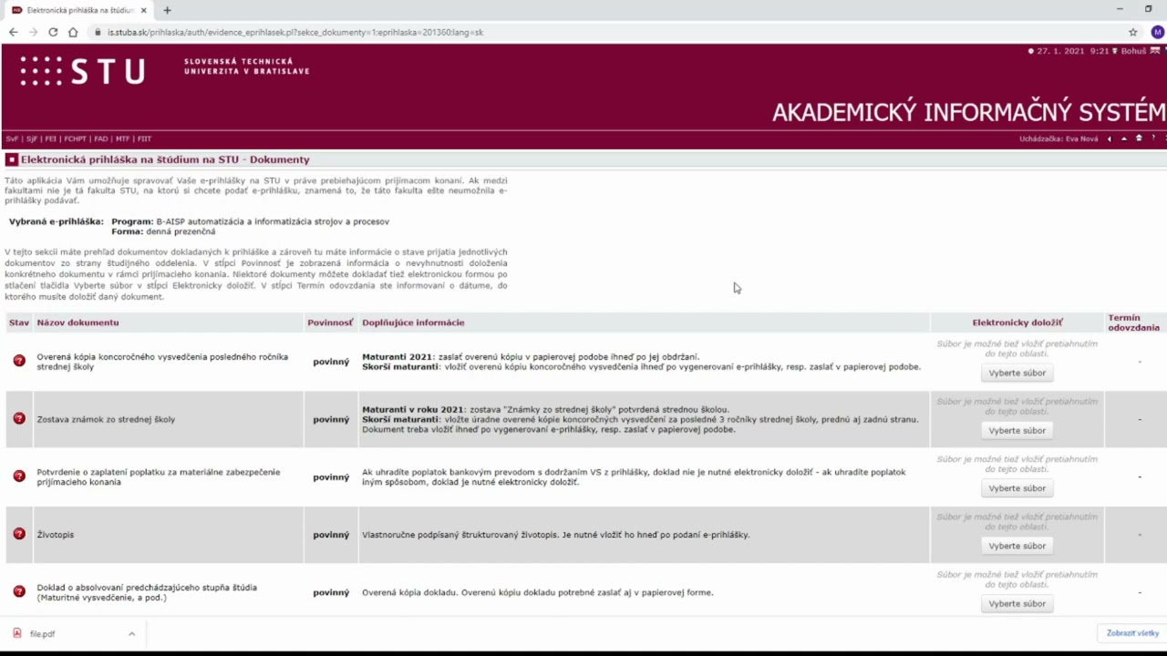 Návod na vyplnenie E-prihlášky pre štúdium na Strojníckej fakulty STU v Bratislave (2023/2024)