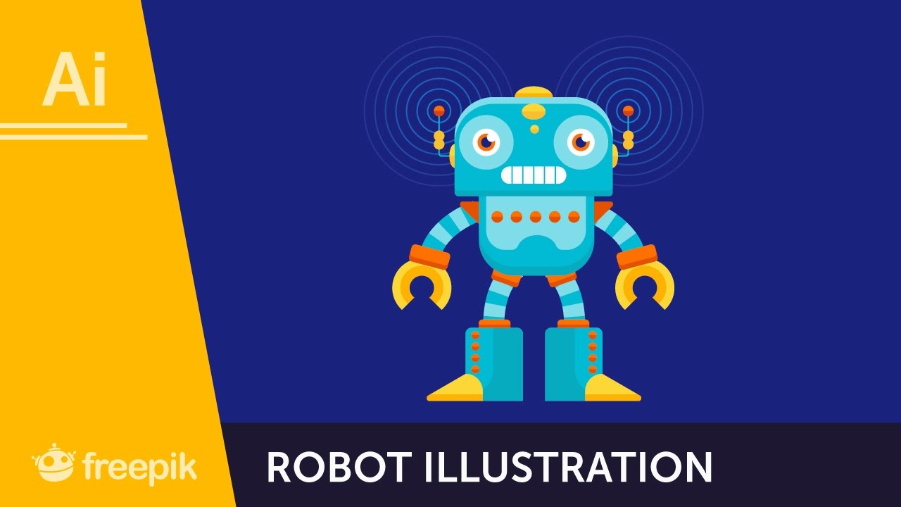 Illustration: Vectorize a Funny Robot (beginner) | Freepik