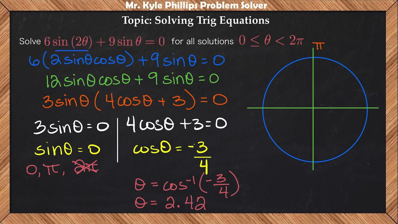 Solving Trig Equations Ex 3: Double Sine Angle