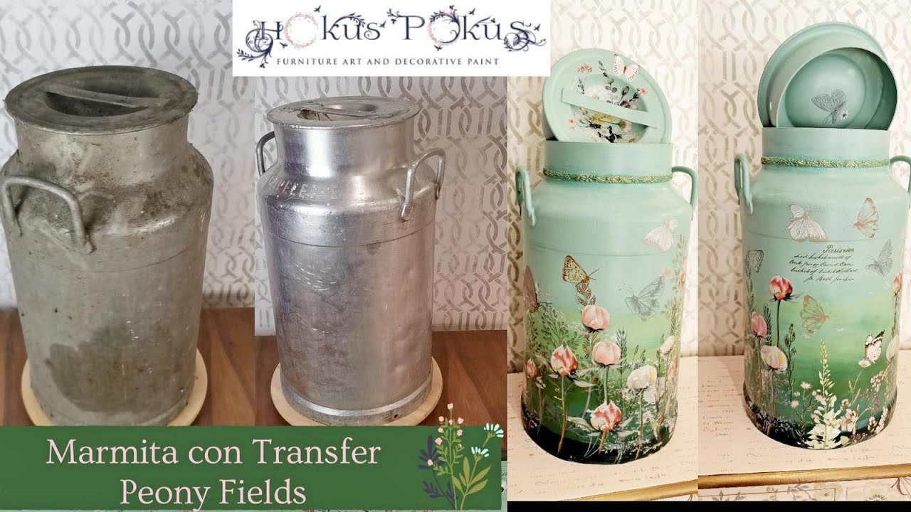 Marmita con  Transfer Peony Fields