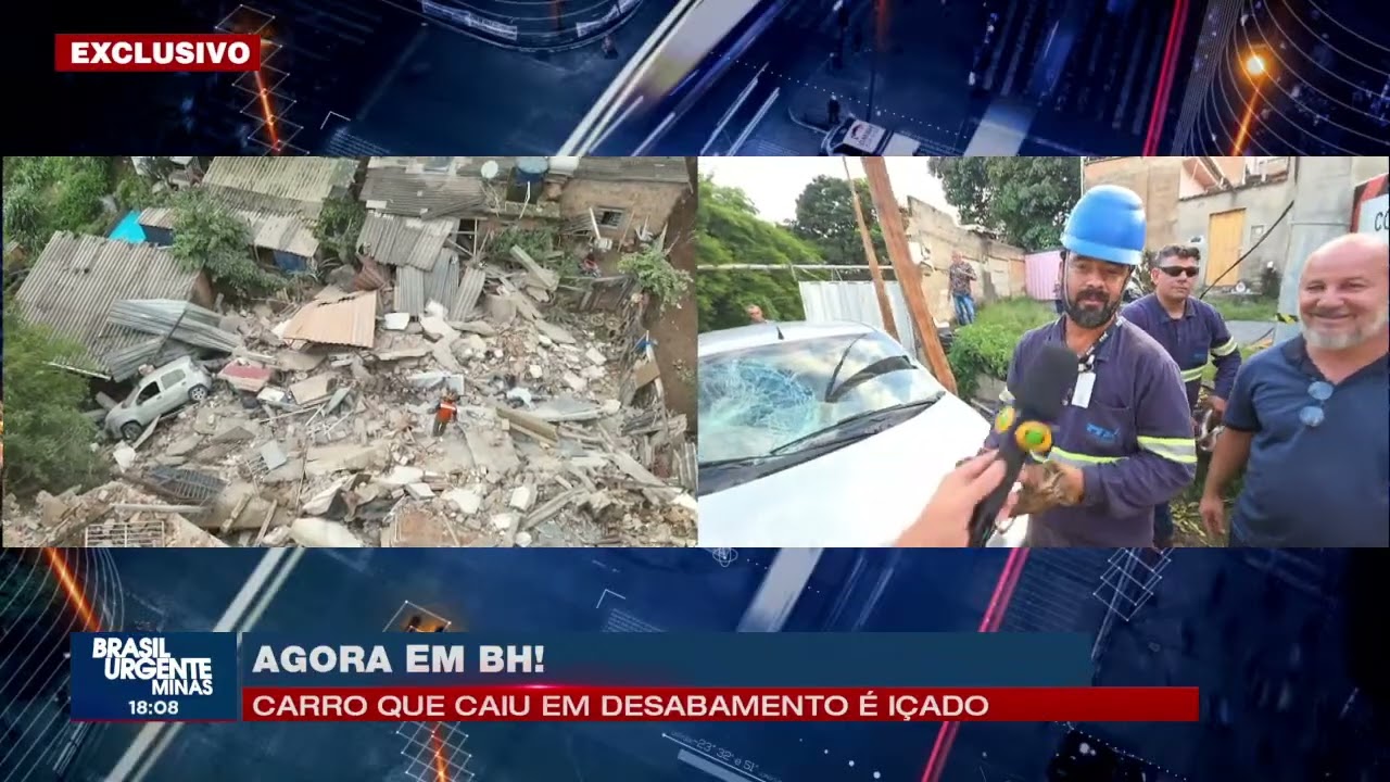 Carro que caiu em desabamento é içado de escombros, veja o momento do resgate