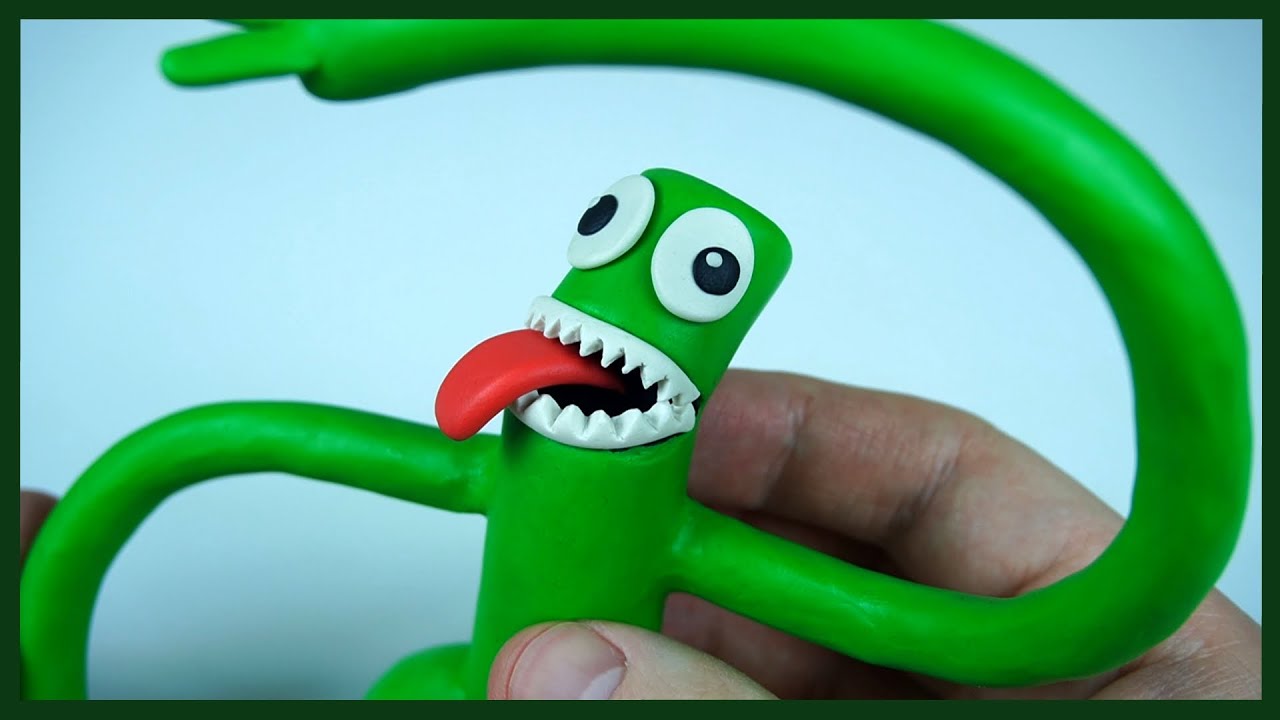 Лепим ГРИНА из Радужных Друзей из пластилина. Green Rainbow Friends. Роблокс.