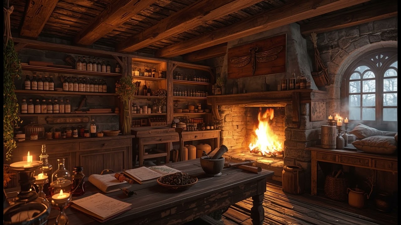 18th Century Scottish Apothecary | Cozy Fireplace & Herbalist Cottage Ambience in the Highlands