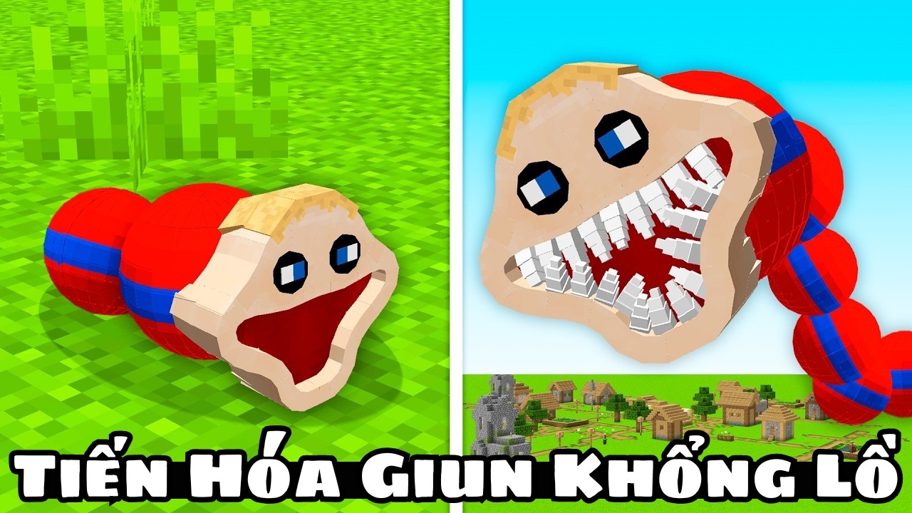 Tôi Thử Thách Tiến Hóa Thành Giun Khổng Lồ Bảo Vệ Cả Thế Giới Minecraft😱!