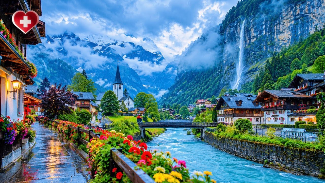 Rainy Switzerland 🇨🇭 Interlaken, Wengen, Lauterbrunnen & Grindelwald ☔️ 3+ Hours of Rain Sounds [4K]