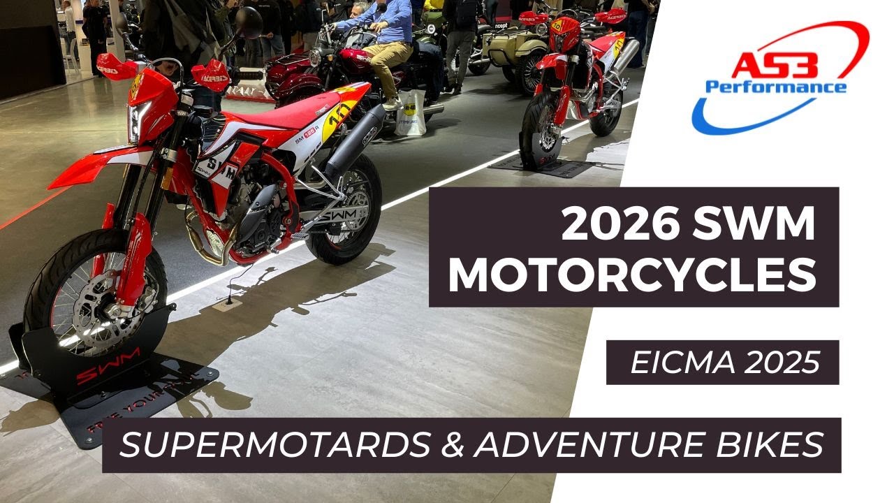2026 SWM motorcycles on show at EICMA 2025 inc. Versante 550 ADV bike, Supermotard & enduro models