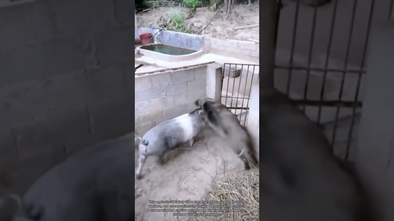 Wild Boar and Domestic Pig Fight Recorded in Farm