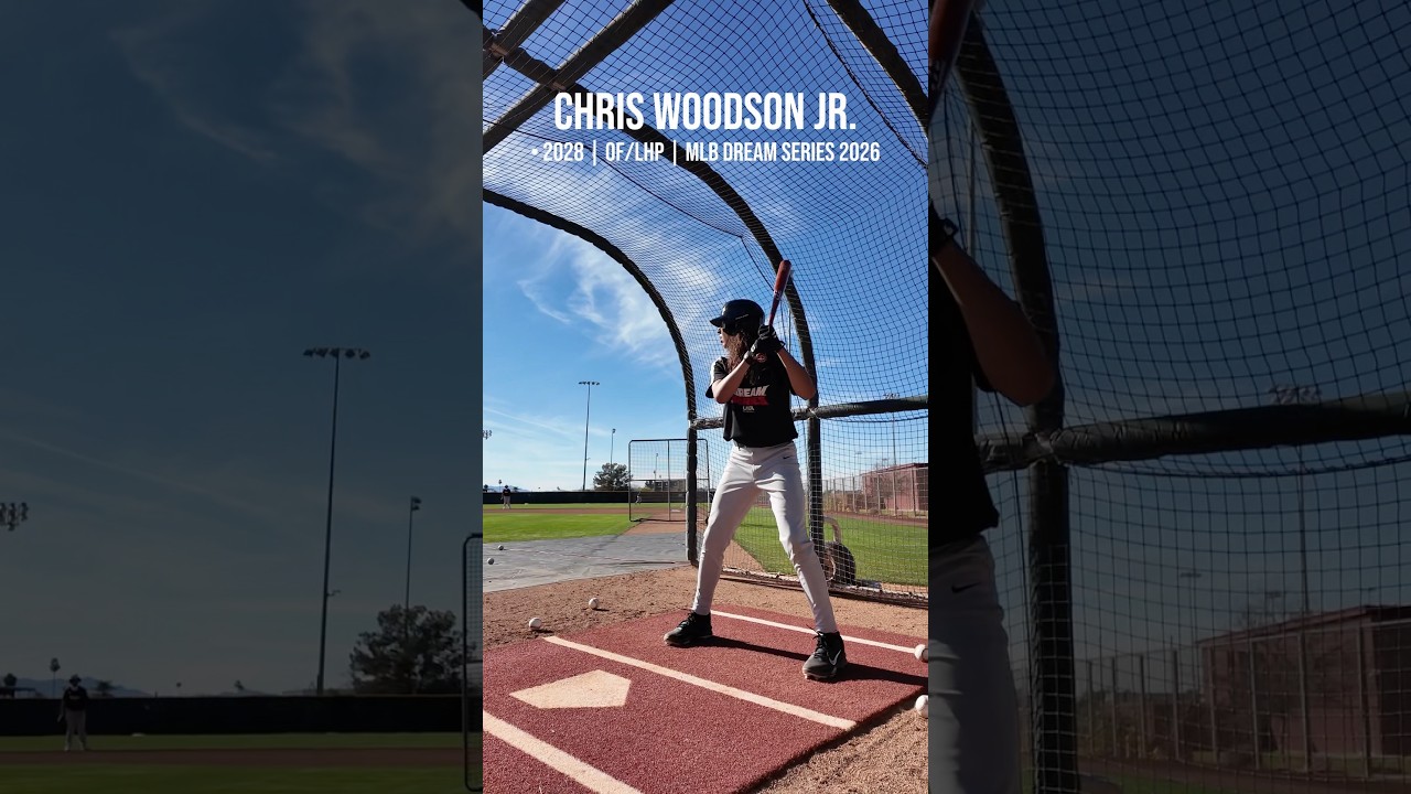 Chris Woodson Jr. batting practice at the 