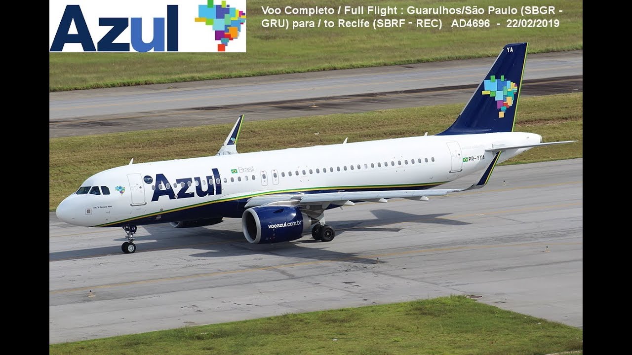 Voo Completo: Azul A320Neo – Guarulhos (SBGR) para Recife (SBRF) – Pouso Noturno e Vista Aérea