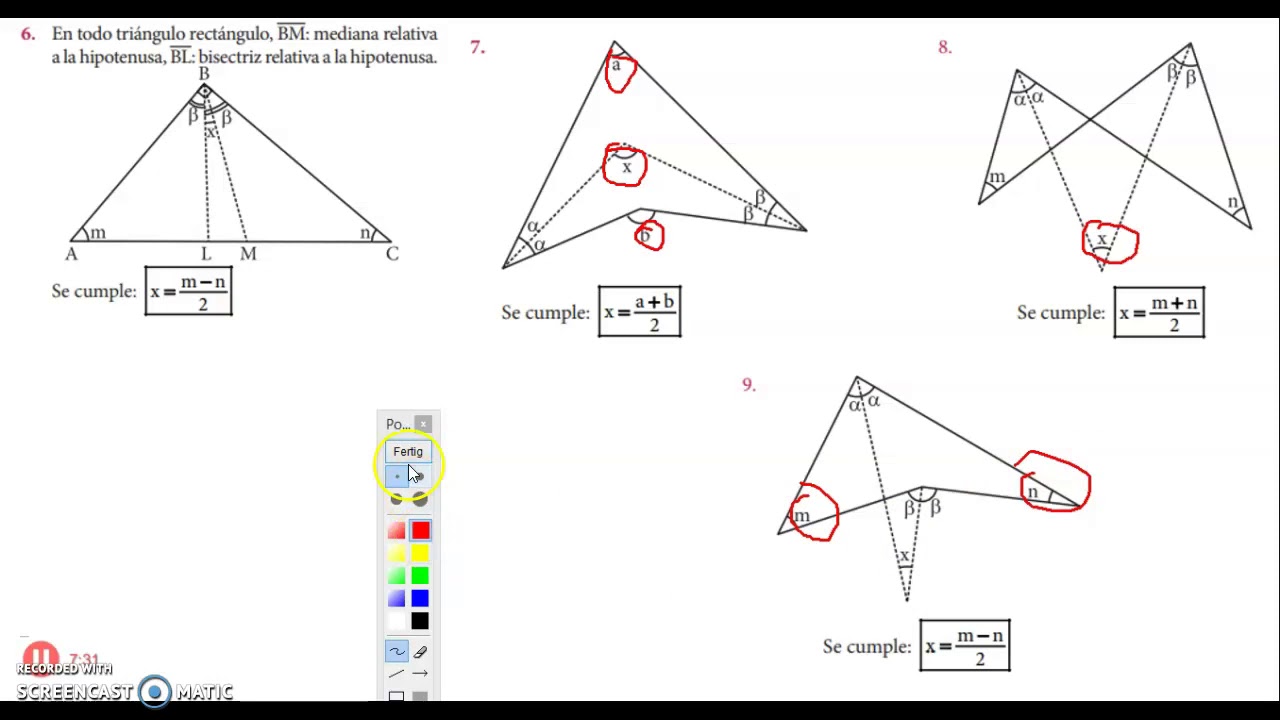 ÁNGULOS FORMADOS POR LINEAS NOTABLES(PARTE 1) #lineasnotables #viral #math  #geometria
