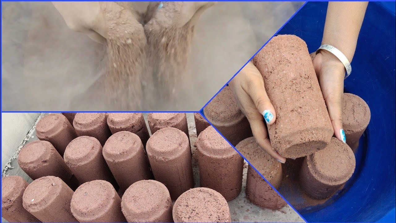 Asmr- Super duper soft dusty red sand cement cylinders dry crumbling😴 requested video😊