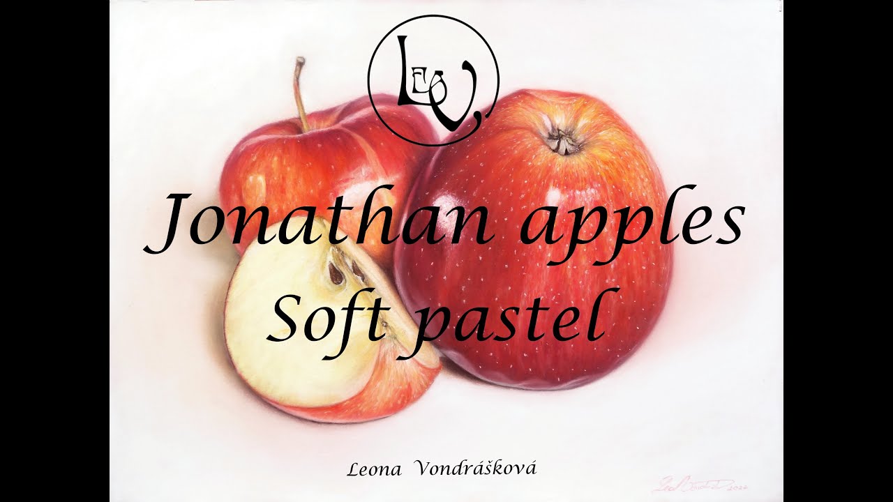Soft pastel drawing apples - malování suchý pastel  zátiší Jonathan jablka