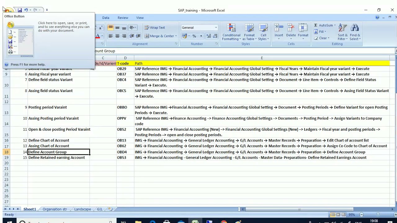 What is Posting period Variant & Chart of Account in SAP.