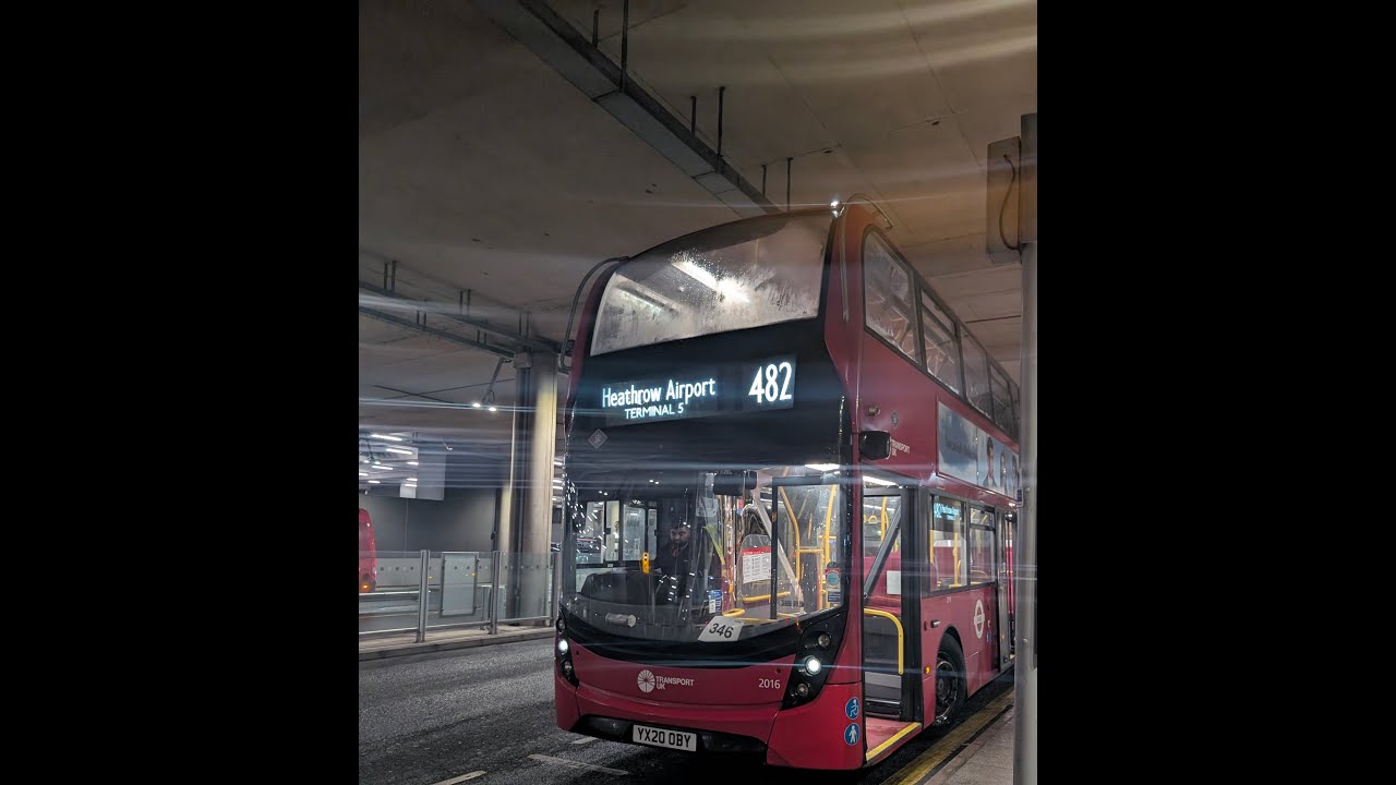 (High Revs) Route 482 to Heathrow Airport Terminal 5 on Transport UK 2016 YX20 OBY enviro 400 mmc