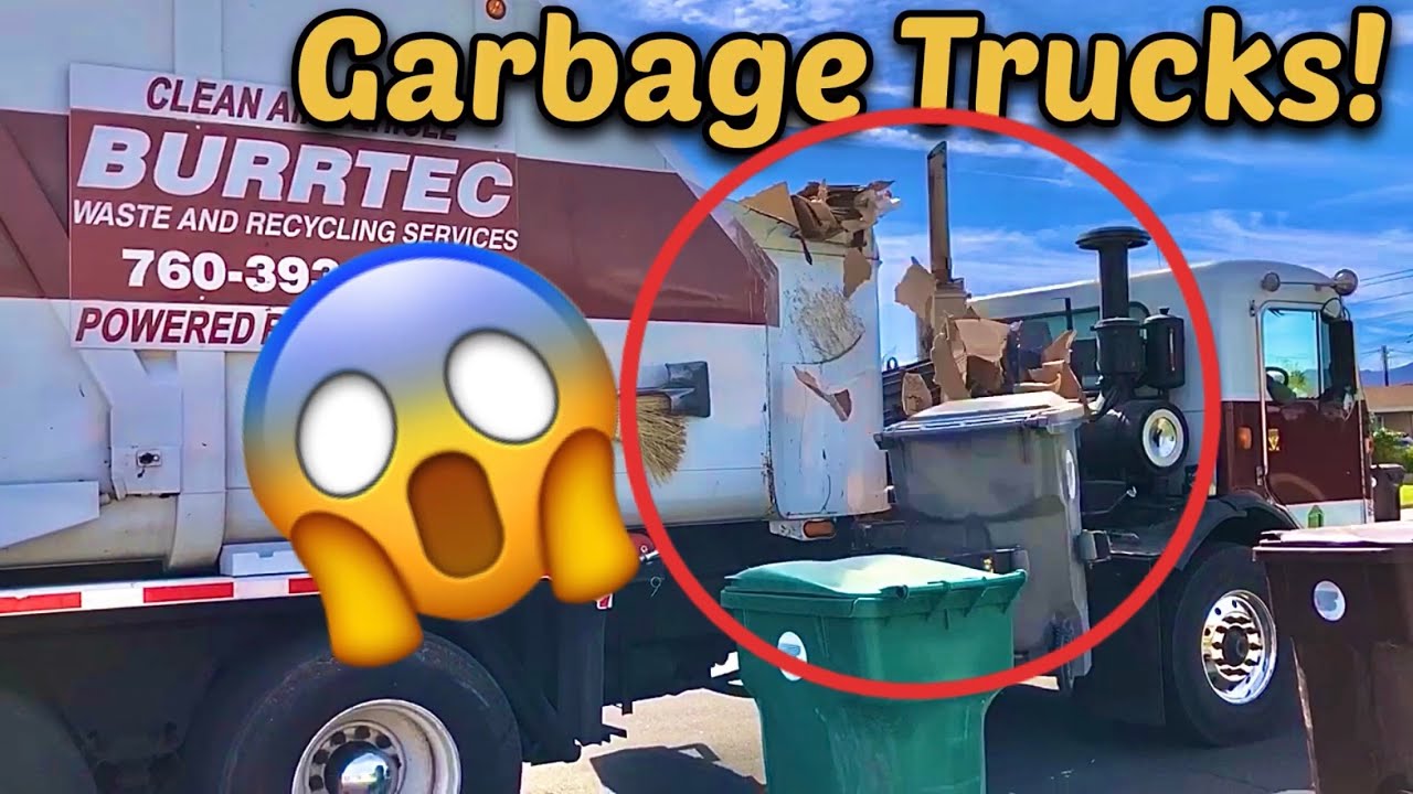Garbage Truck Videos for Kids: Burrtec Trucks Picking Up Trash & Recycling!