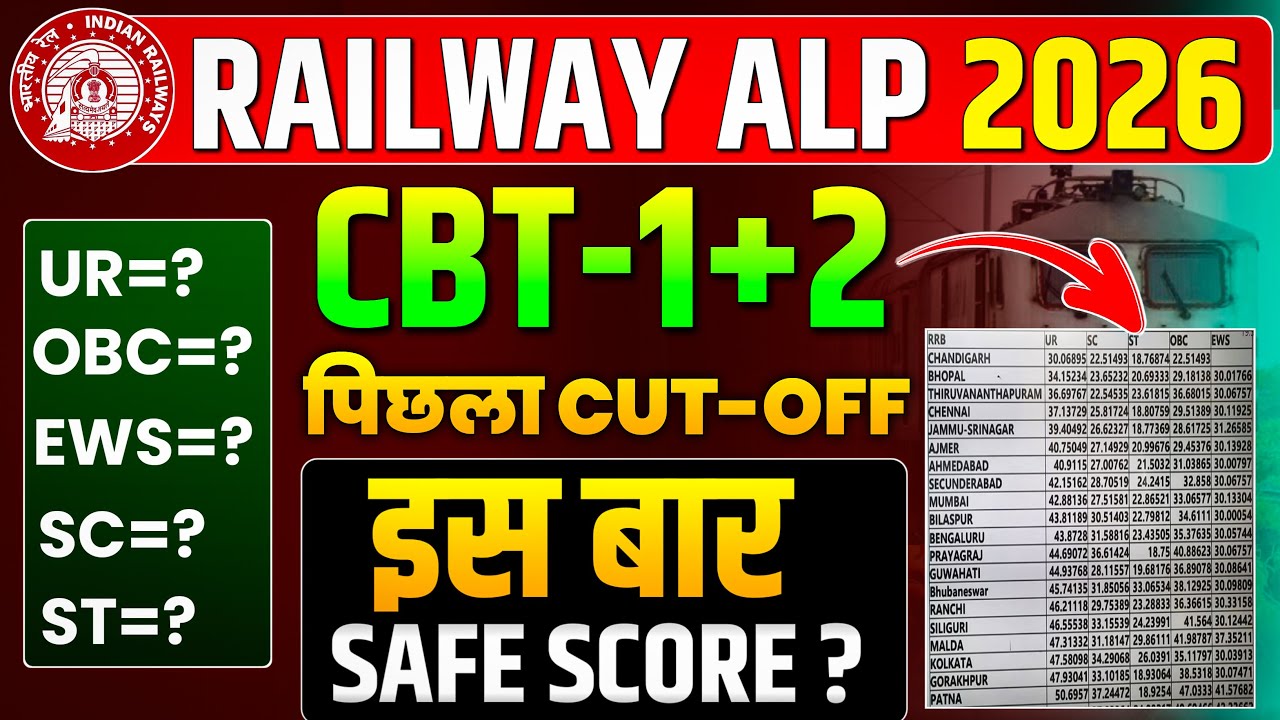 RRB ALP Previous Year Cut-off🔥ALP CBT-1 Safe Score 2026 ✅