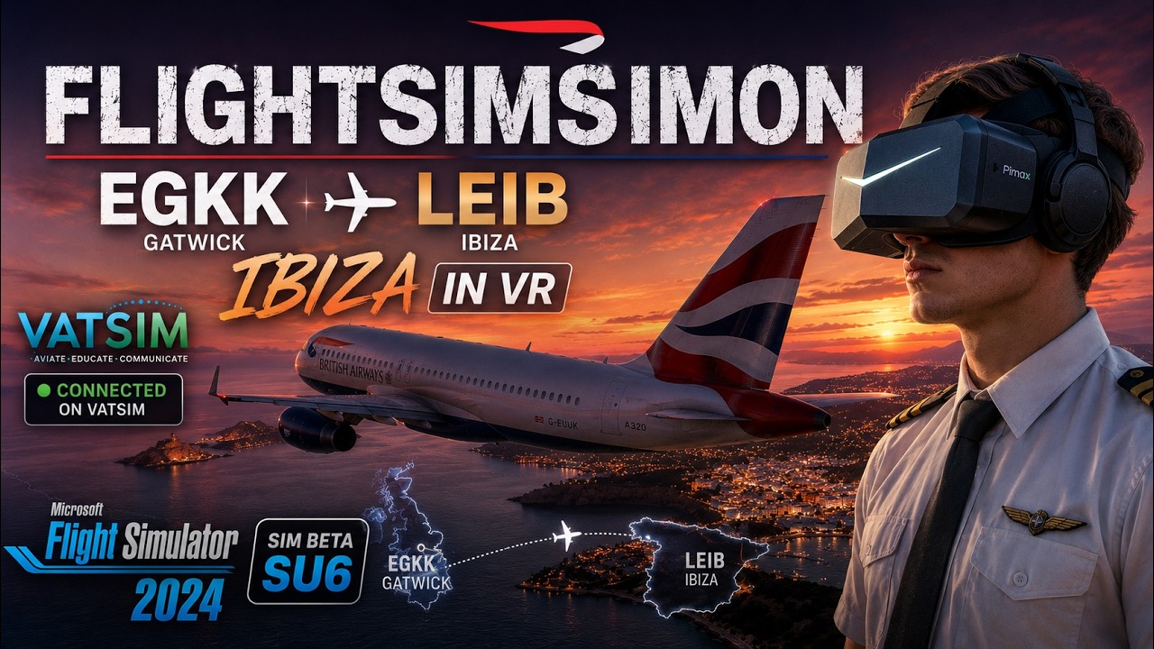 MSFS 2024 SU6 Beta | British Airways A320 | EGKK Гатвик &rarr; LEIB Ибица | VATSIM | Pimax Crystal VR