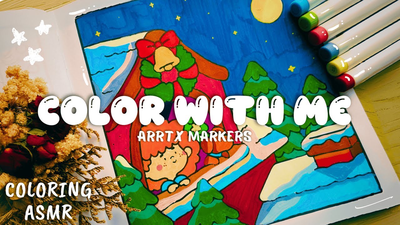 🎄Color with me ASMR | Cozy Christmas | Coco Wyo | Arrtx markers