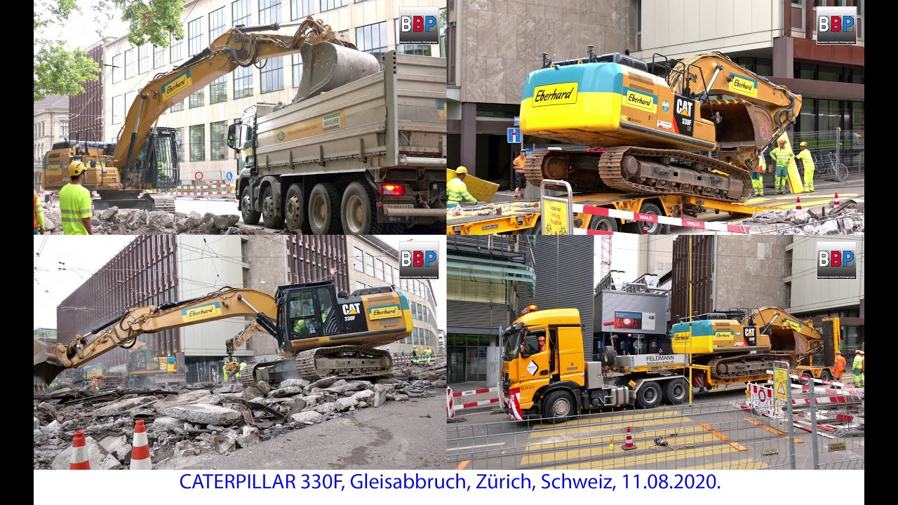 CATERPILLAR 330F, Gleisabbruch / Tram Tracks Demolition, Zürich, SWITZERLAND, 11.07.2020.