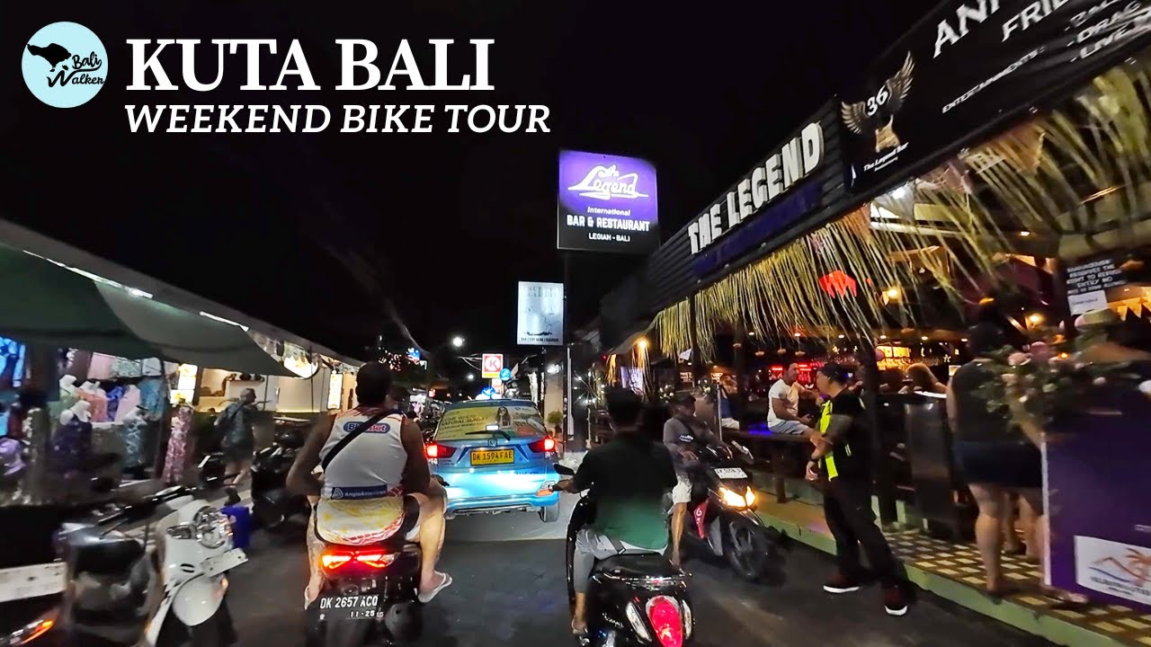 Kuta Legian Bali Saturday Night Situation | Street Bike Tour - Kartika, Kuta Square, Garlic Lane