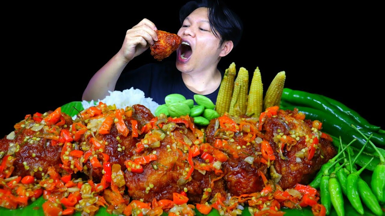 MUKBANG AYAM GEPREK PEDAS SIRAM CABE IRIS
