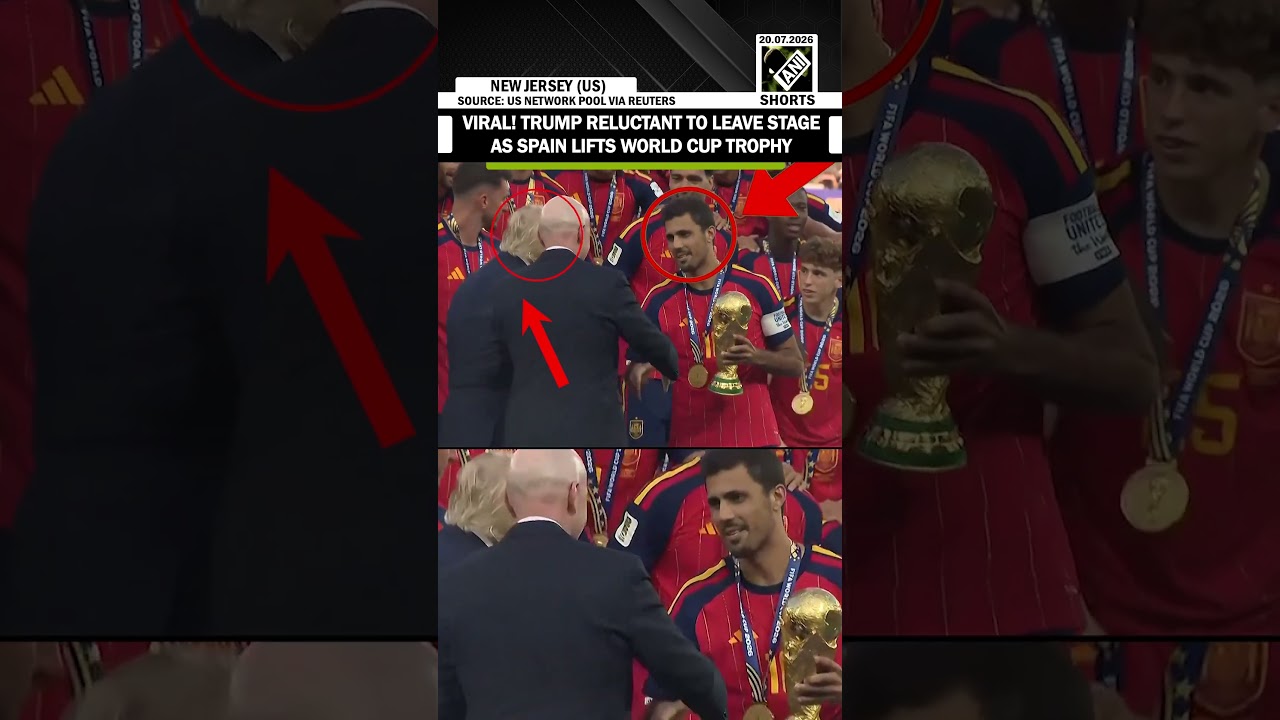 Must Watch! U.S. President Trump reluctant to leave stage as Spain lifts World cup trophy