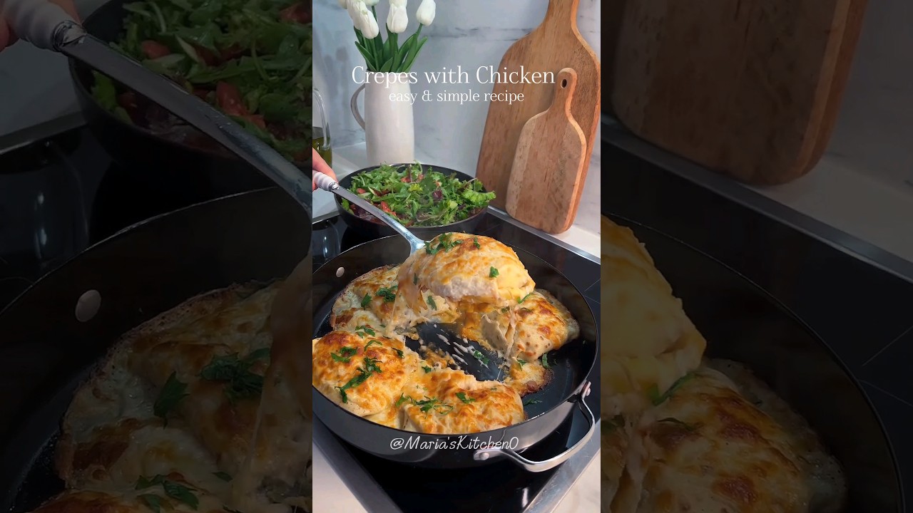 Crepes with Chicken Recipe 😋 | #shorts #cooking #recipe #streetfood #food #crepes #chicken