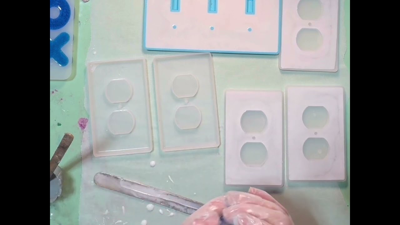 #85 Marbled Resin light switch cover & plug outlet covers turns out nice!