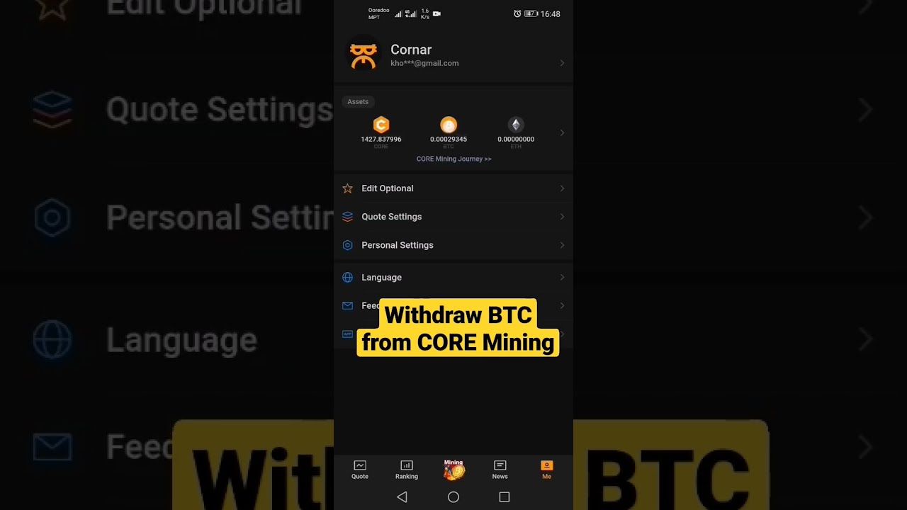 withdraw BTC from Satoshi CORE mining
