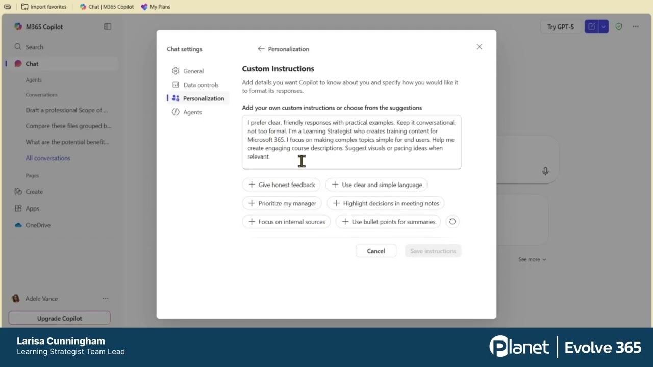 Personalizing Copilot with Custom Instructions in Microsoft 365 - Evolve 365 Tips & Tricks