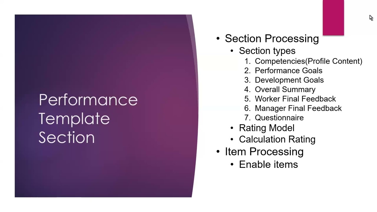 Oracle Talent Management - Performance Template Section