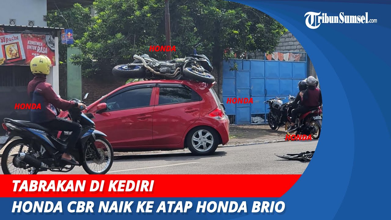 Tabrakan di Kediri | Honda CBR Naik ke Atap Honda Brio