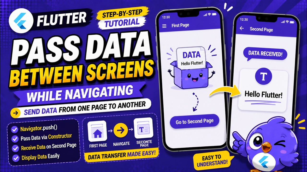 🤩  FLUTTER ANDROID ~ 🤩 DATA TRANSFER WHILE NAVIGATING BETWEEN PAGES ~ 🤩 TUTORIAL