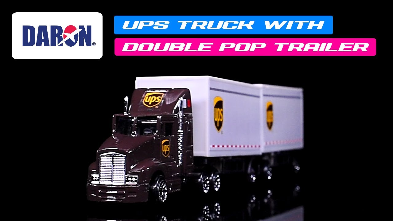 UPS Truck with Double Pup Trailers Brown 