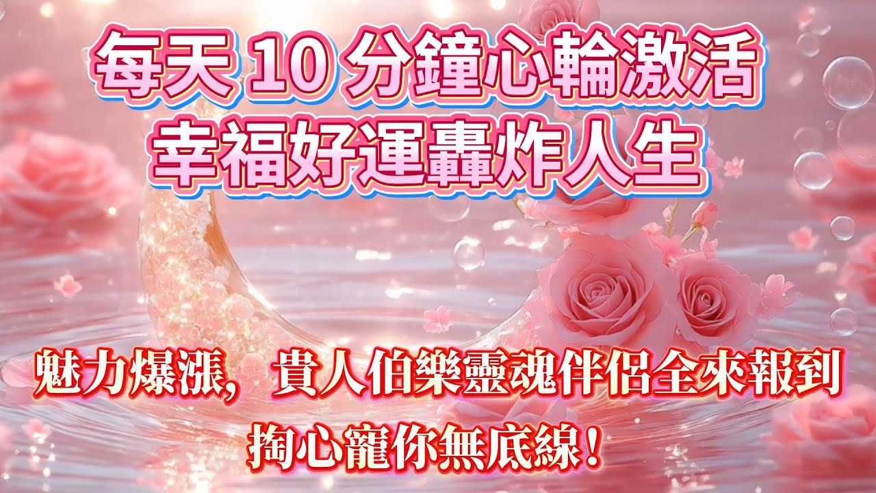 靜心聆聽，感受自己就是宇宙獨一無二最幸運的人💓 只需10 分鐘心輪激活💗幸福好運轟炸人生，你的魅力爆漲📈，貴人伯樂靈魂伴侶全來報到，他們掏心寵你無底線！🍀好運音樂 吸引力法則 好事停不下來（中間無擾）