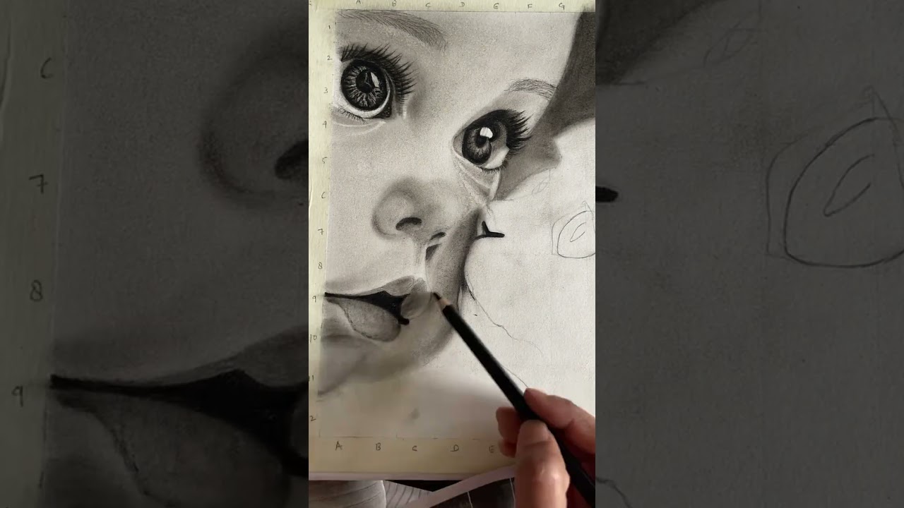 From Sketch to Smile | Beginner Charcoal Drawing of Baby and Kitten