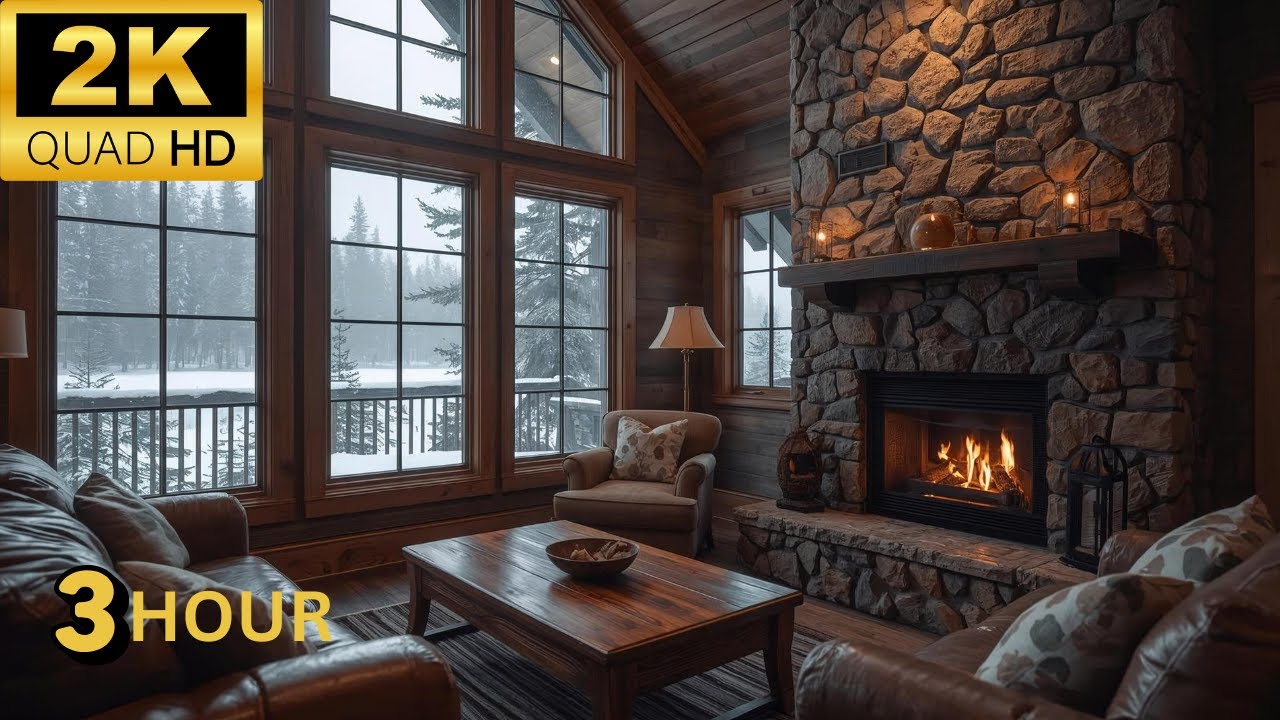 You’re Inside a Cozy Cabin on a Rainy Night with Fireplace Glow 🌧️🔥